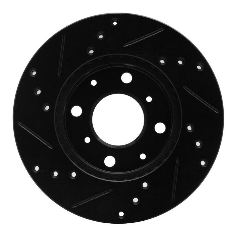 Honda Civic Brake Rotor (1) - Front Right - R1 Concepts - Drilled & Slotted - Silver - `90-`00